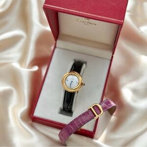 AUTHENTIC RARE VINTAGE CARTIER TRINITY WATCH - WITH BOX & EXTRA LEATHER STRAPS